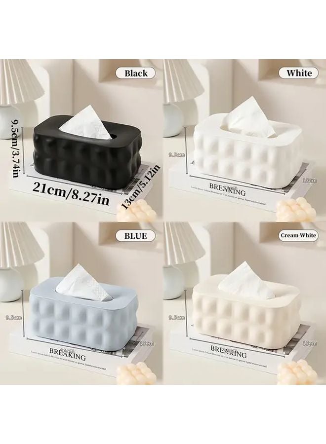 Black Tissue Box Cover Modern Open Top Lid Organizer For Bathroom Kitchen Living Room - Image 2